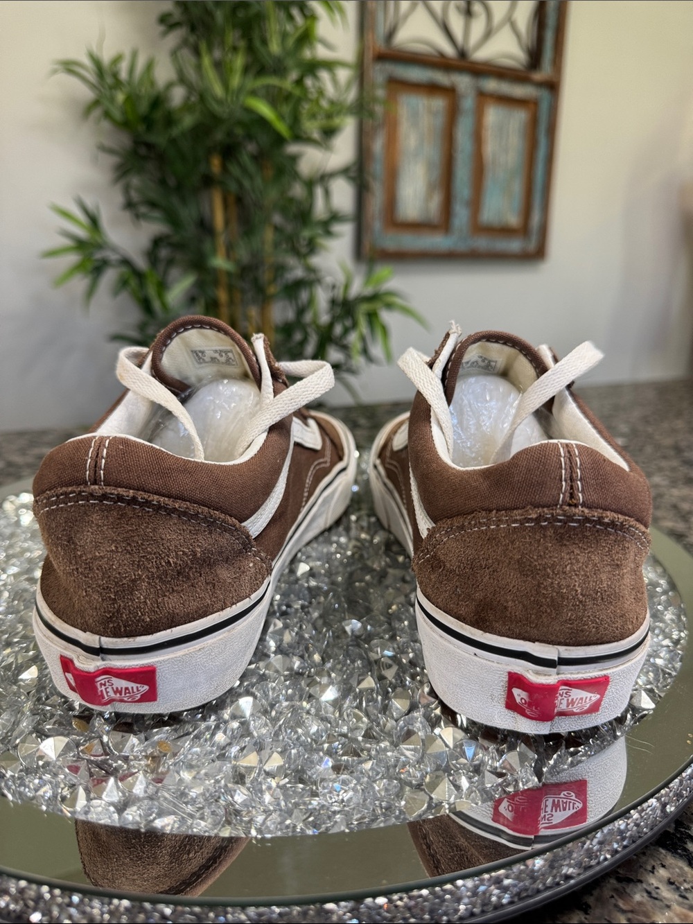 Vans Brown Suede Old Skool with White Stripe EUC M8 W 9.5 - Picture 8 of 14